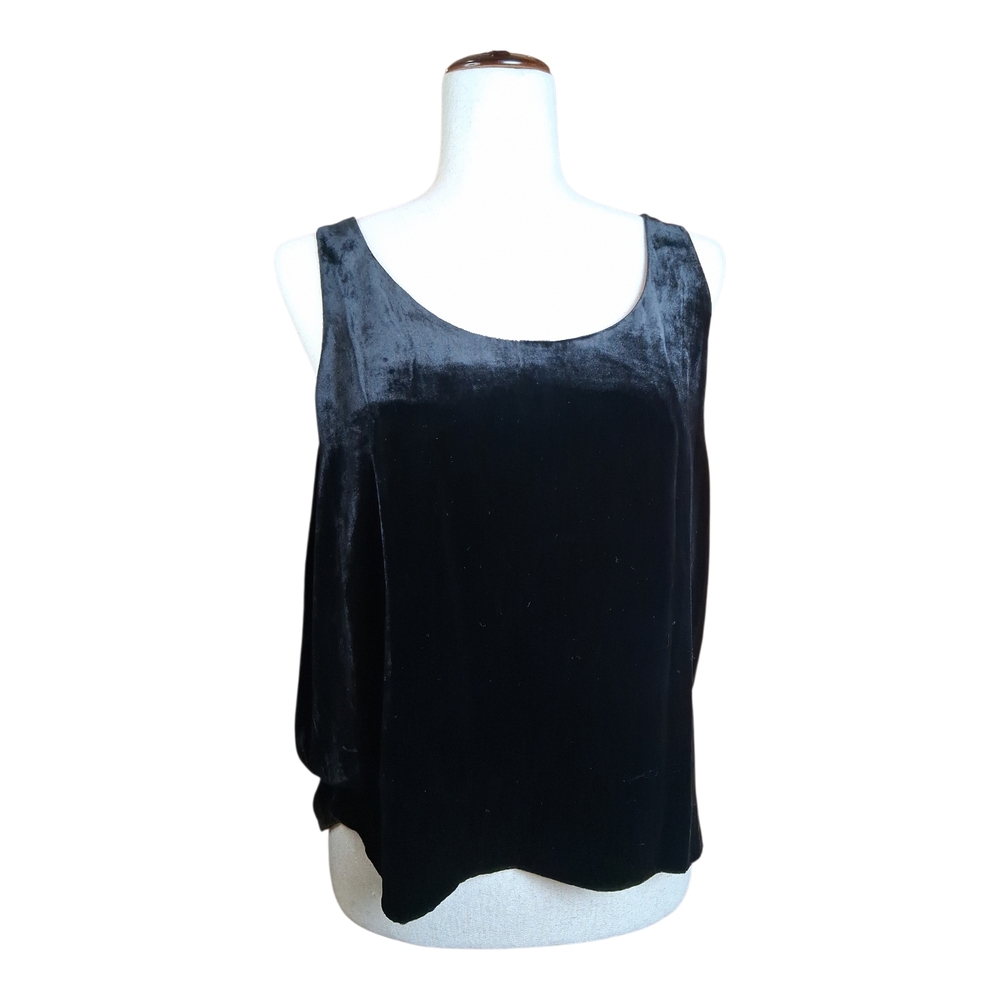 J. Crew Women's Black Lucious Velvet Scoop Neck Tank Top M